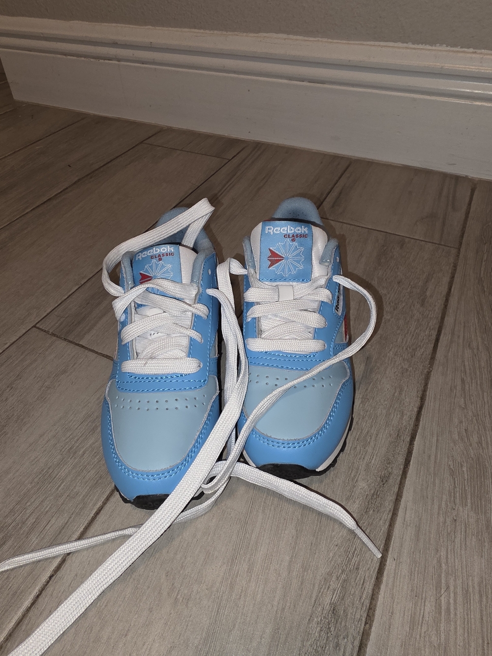 Reebok Kids Light Blue and White Athletic Sneakers